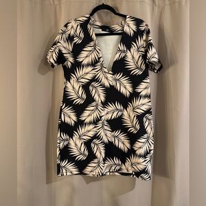 Missguided Black and White Leaf Print Women's Swimsuit cover up